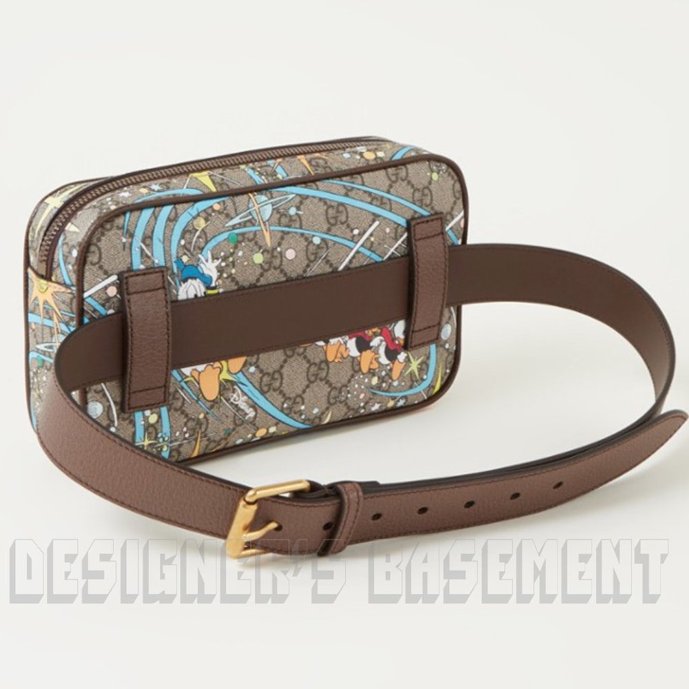 GUCCI x DISNEY brown leather Donald Duck GG Supreme 38-95 leather Belt BUM Bag - Picture 10 of 13